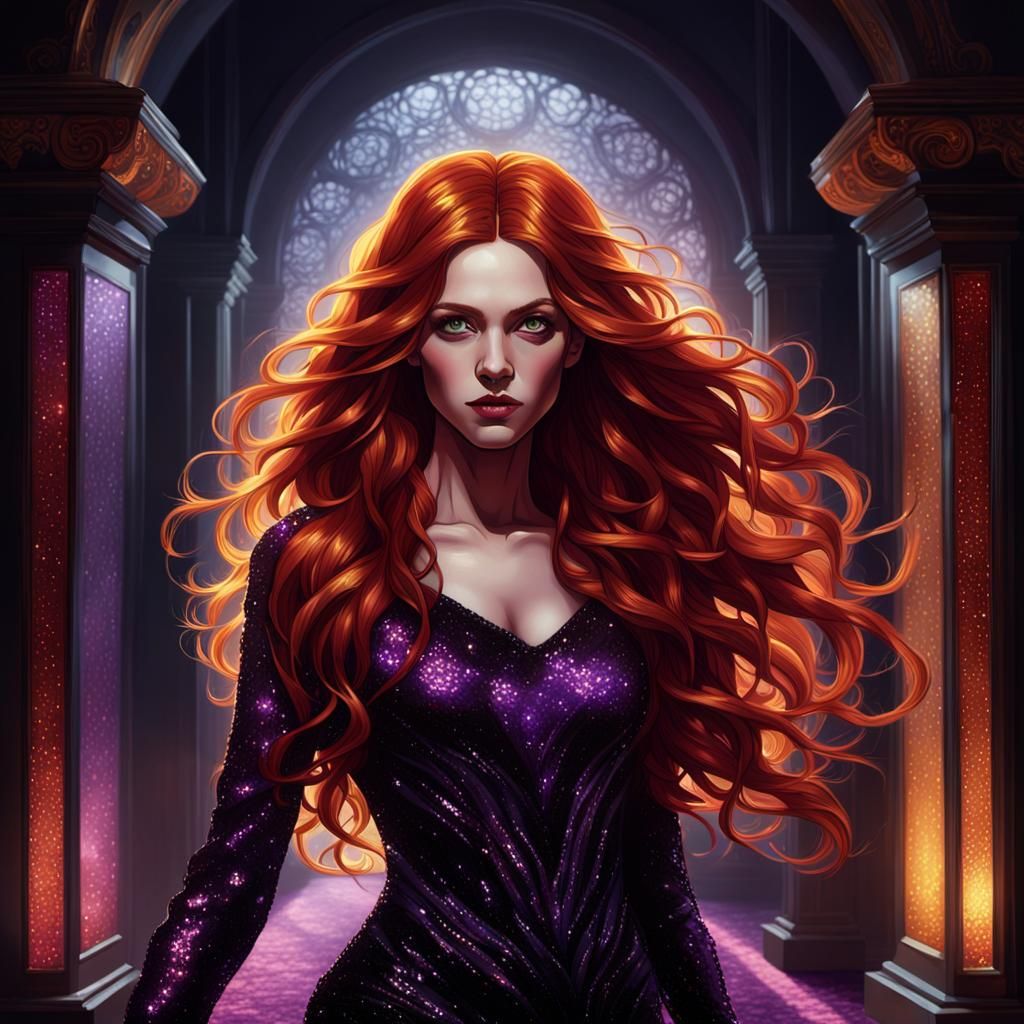 Red Haired Woman in Dark Fantasy Style