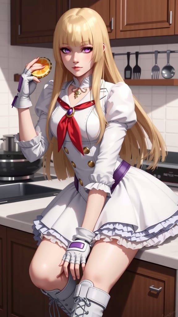 Anime Girl in White Dress, Digital Painting Style