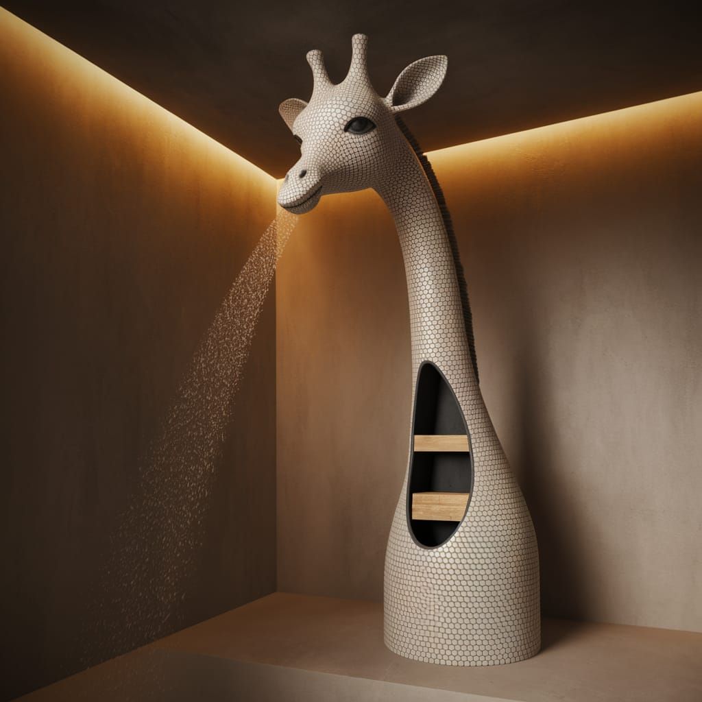 Giraffe Shower Installation in Ceramic Mosaic Style
