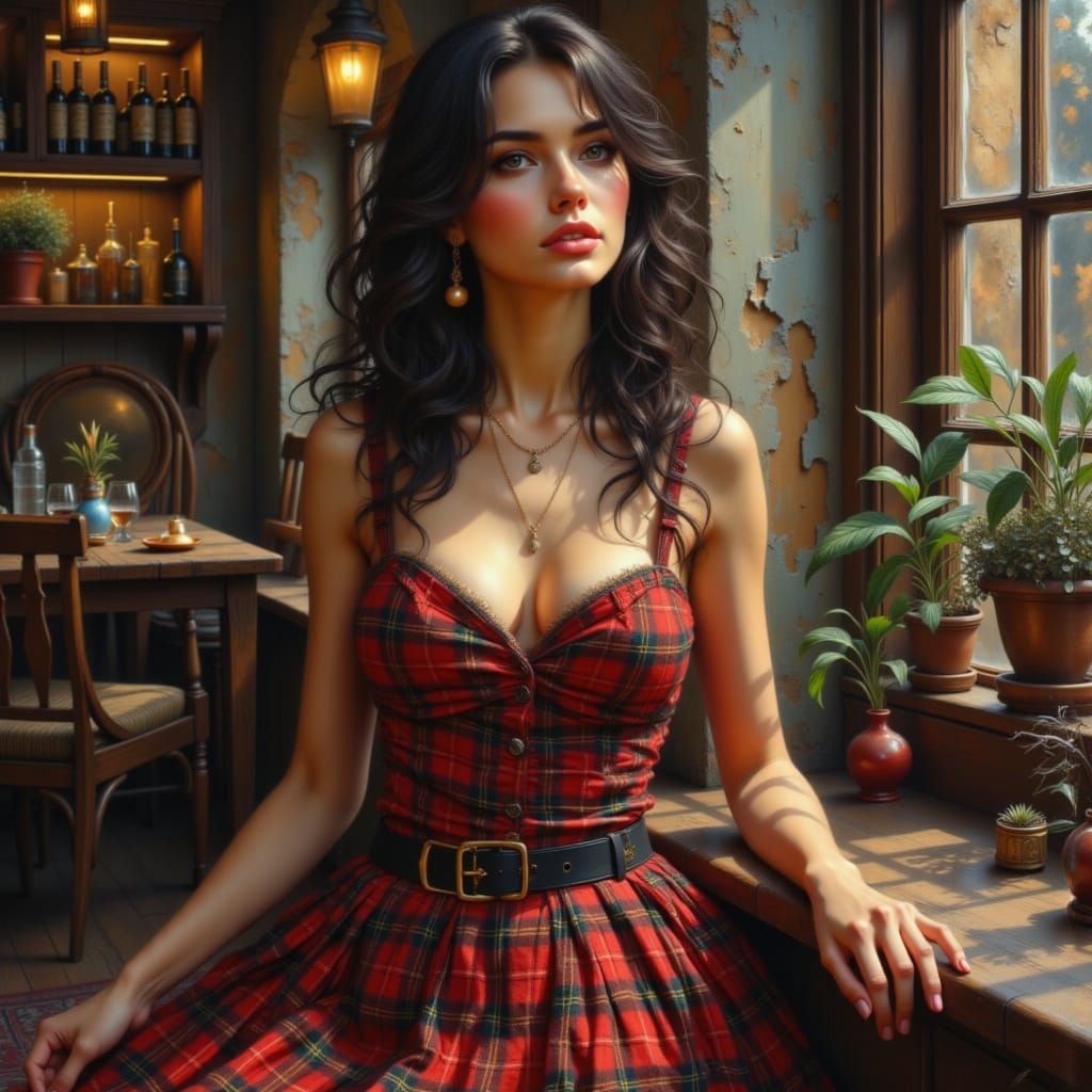 Woman in Pleated Tartan Skirt - HyperPencil Style