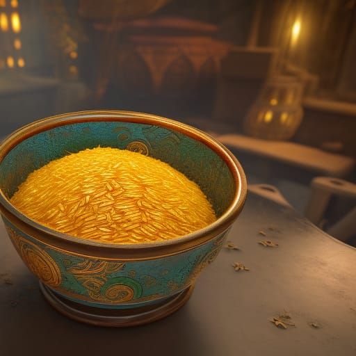 Detailed Matte Painting of a Rice Bowl