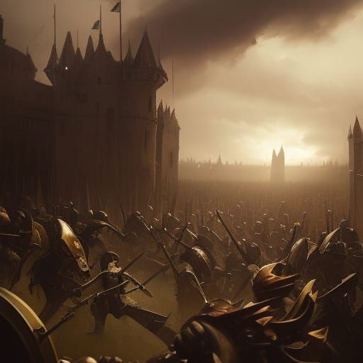 Epic Medieval Battle Scene in Sinister Style