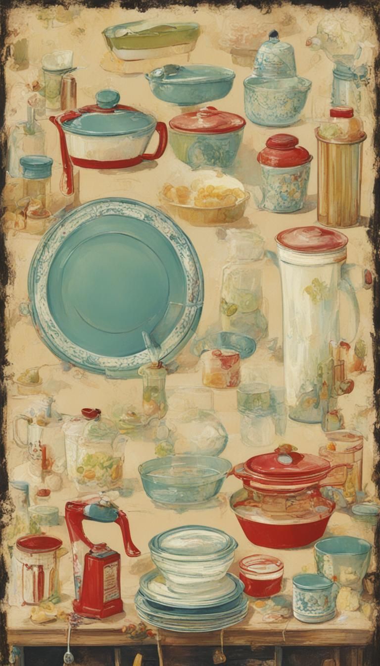 Vintage Style Household Plastics Still Life