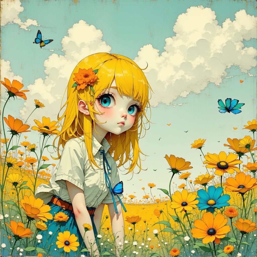 Vibrant Spring Scene in AI Art Style