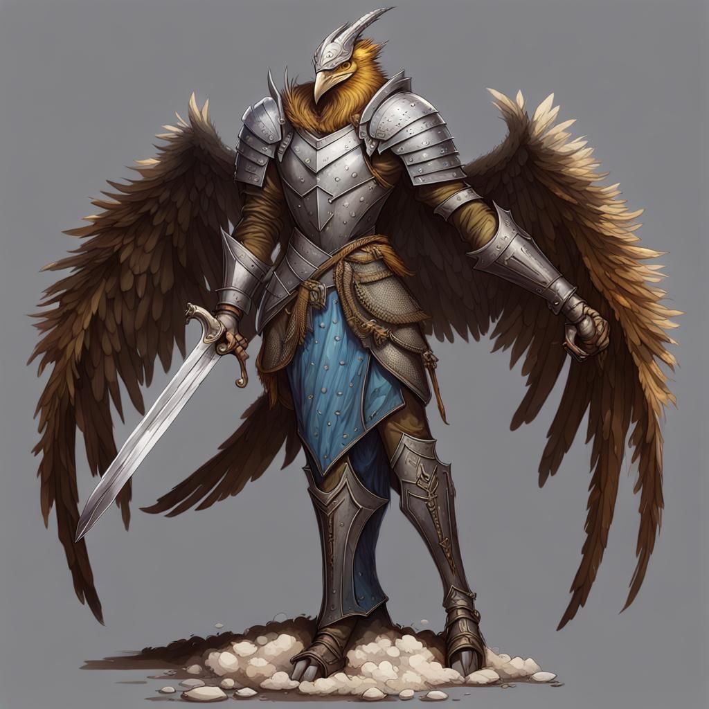 Aarakocra Paladin Wielding Dragon Slayer Sword