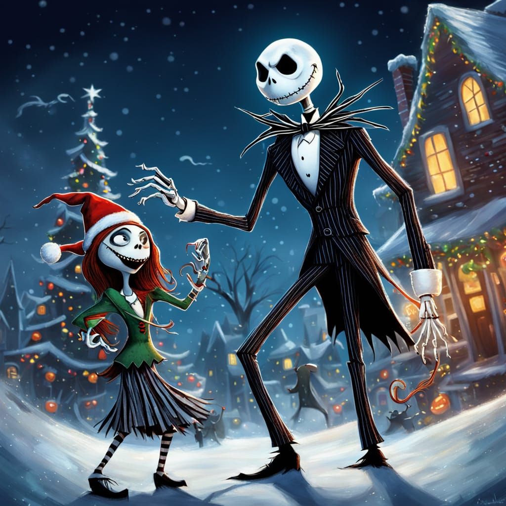 Jack Skellington and Sally Steal Santa's Role in Whimsical C...