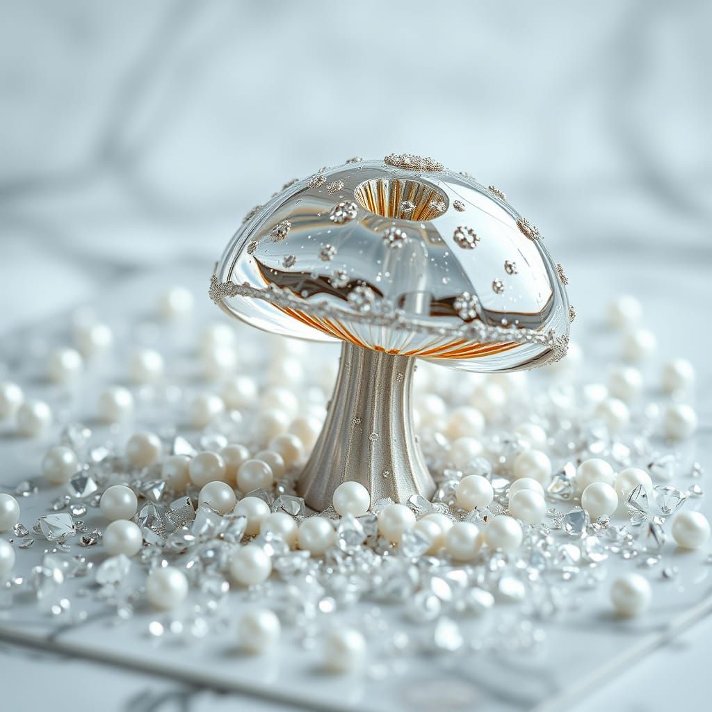 Elegant Glass Mushroom in Luxurious Setting