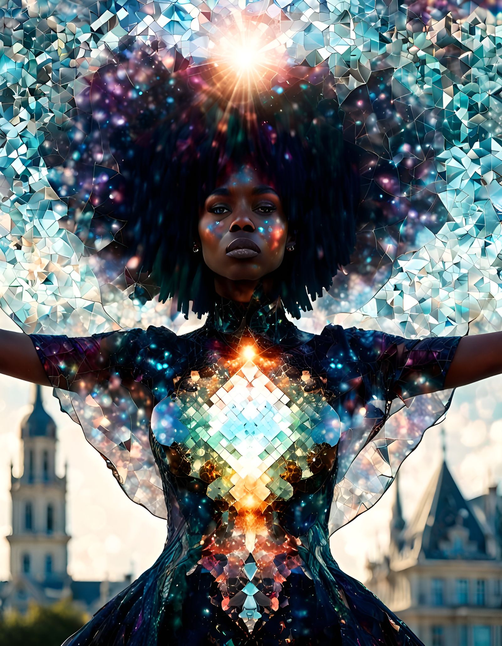 Mighty Dark Mage in Fractal Universe, Mosaic Style