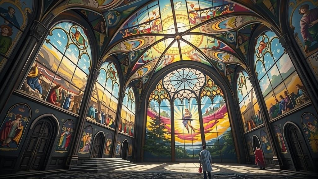 Cathedral Stained Glass Ceiling in Renaissance Style