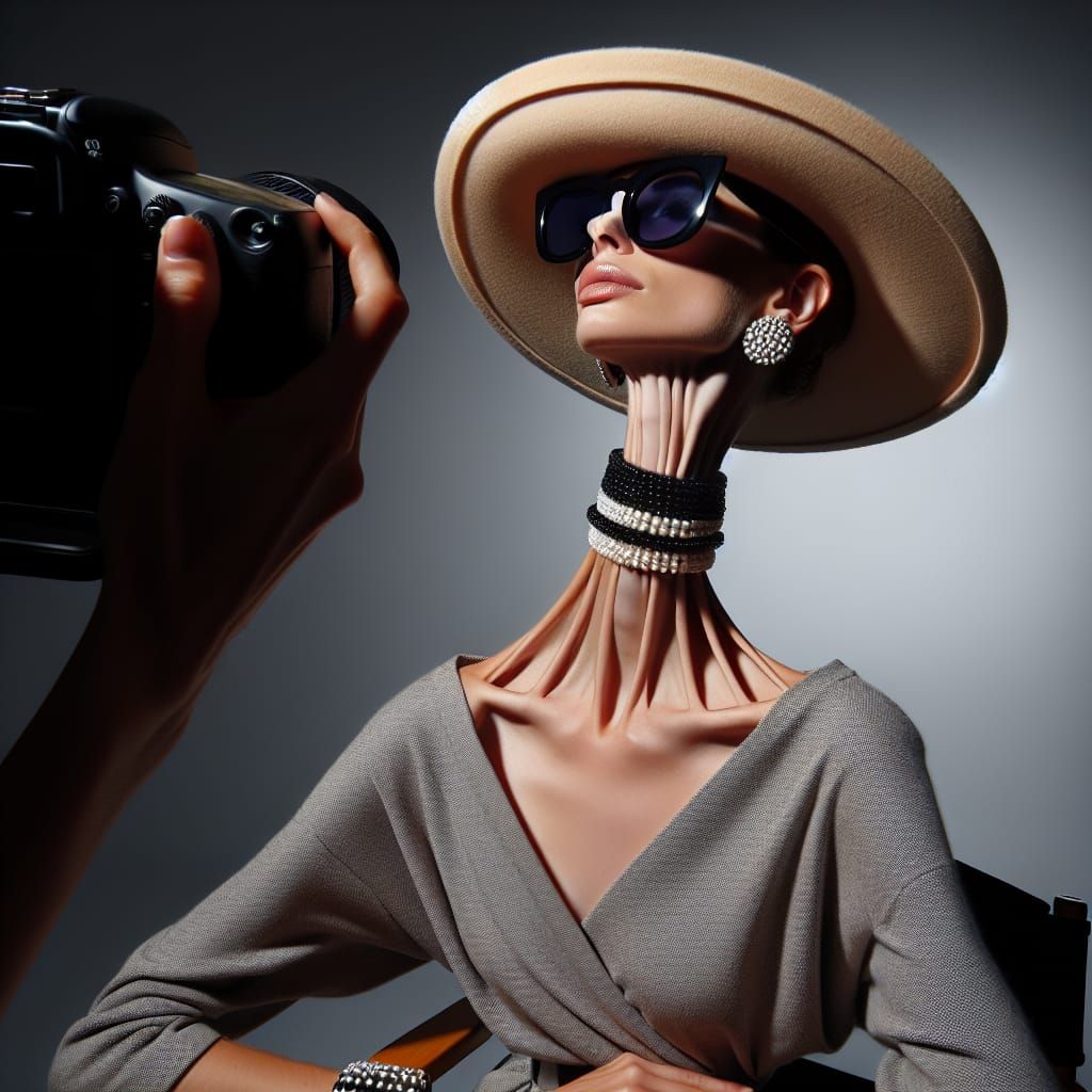 Avant-Garde Fashion: Elongated Neck in Vogue Photoshoot