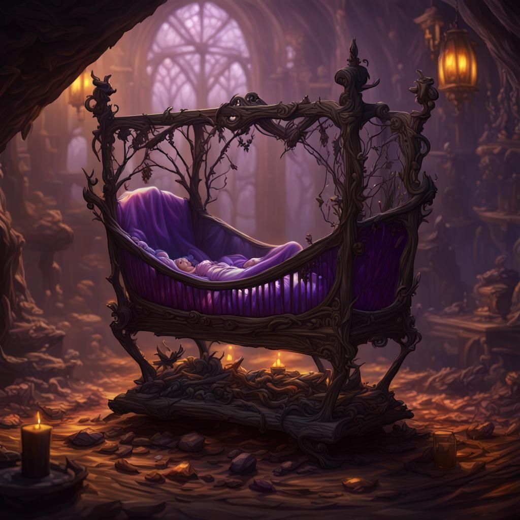 Dark Feywild: Changeling Baby in Cradle