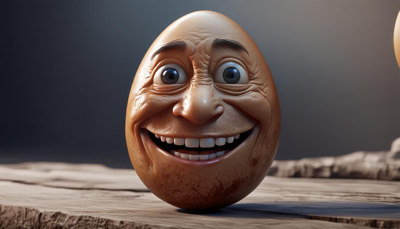 Hyperrealistic Egg with Human Face and Limbs