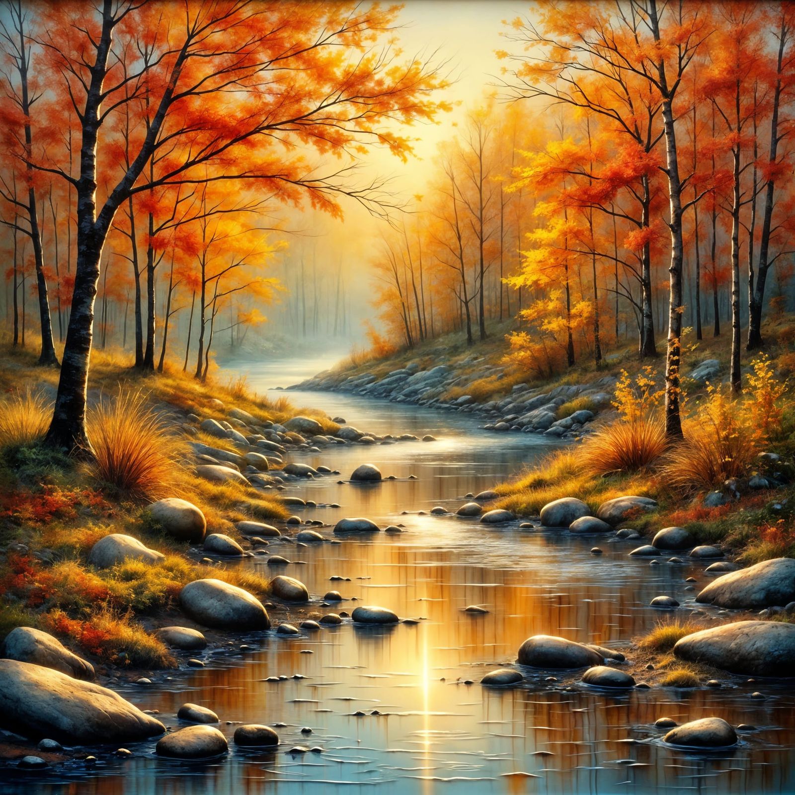 Serene Autumn Afternoon in Mianus River