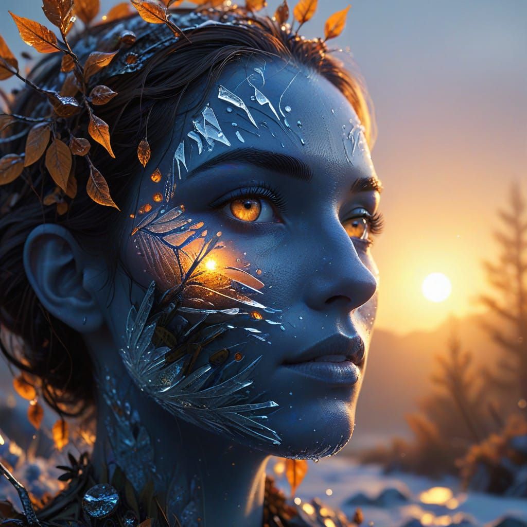 Surreal Frosty Portrait in Vibrant Evening Light