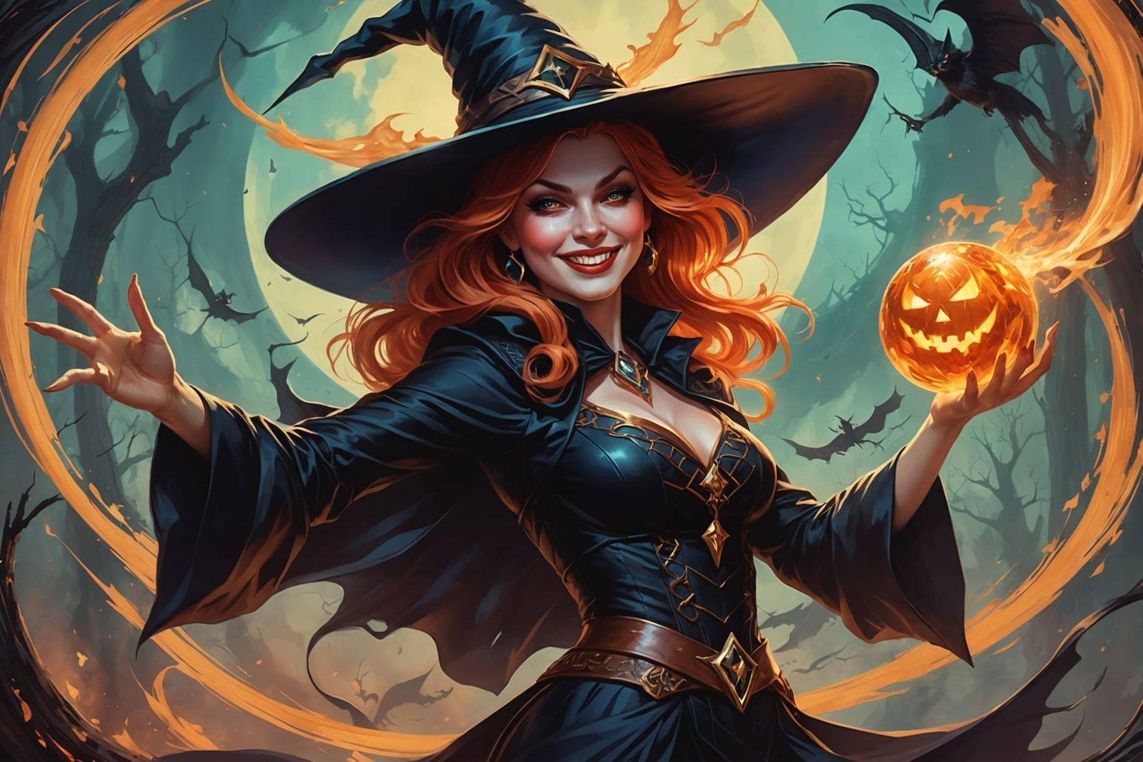 Smiling Witch Vengeance Scene in Vargas Style