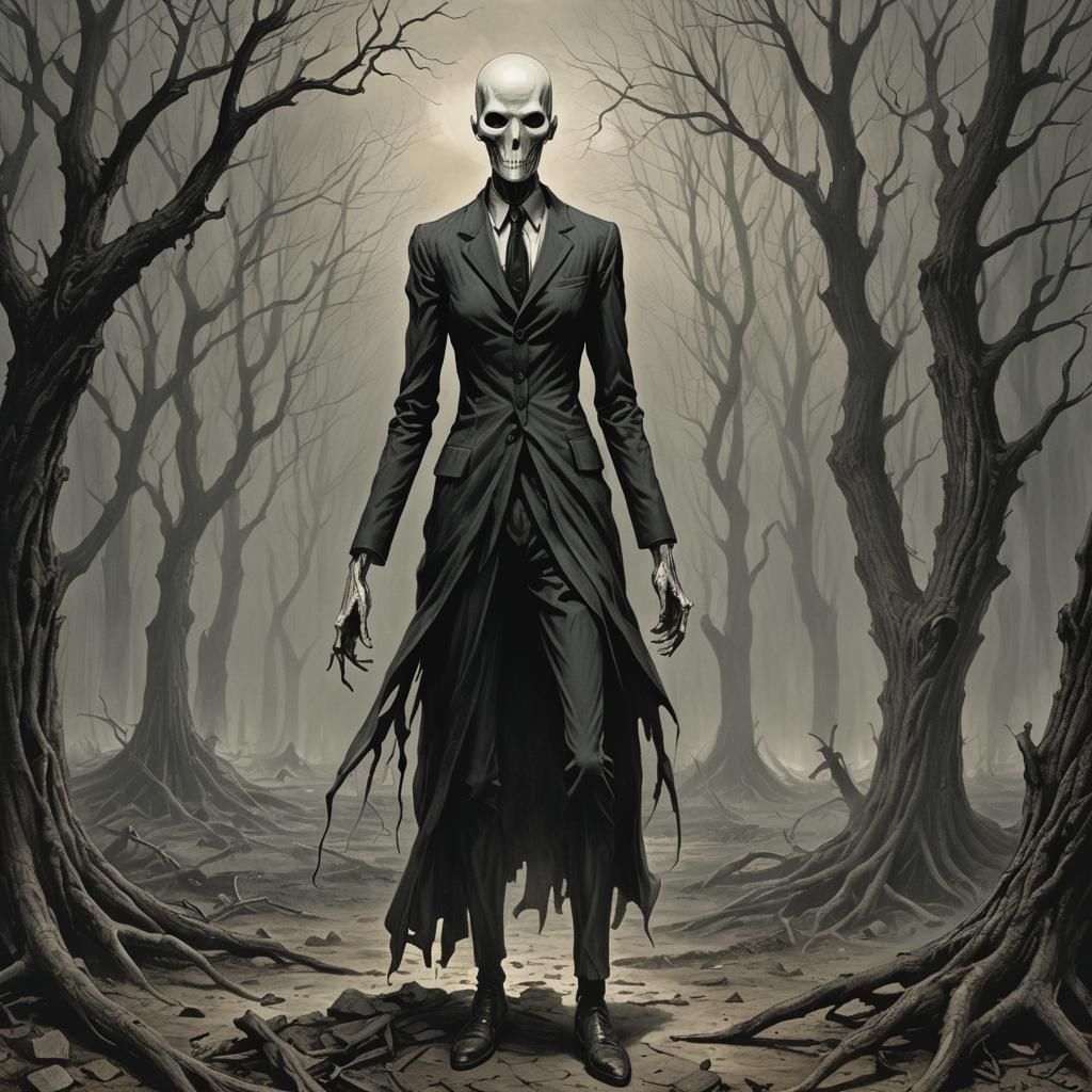 Terrifying Female Slenderman in Horror Style