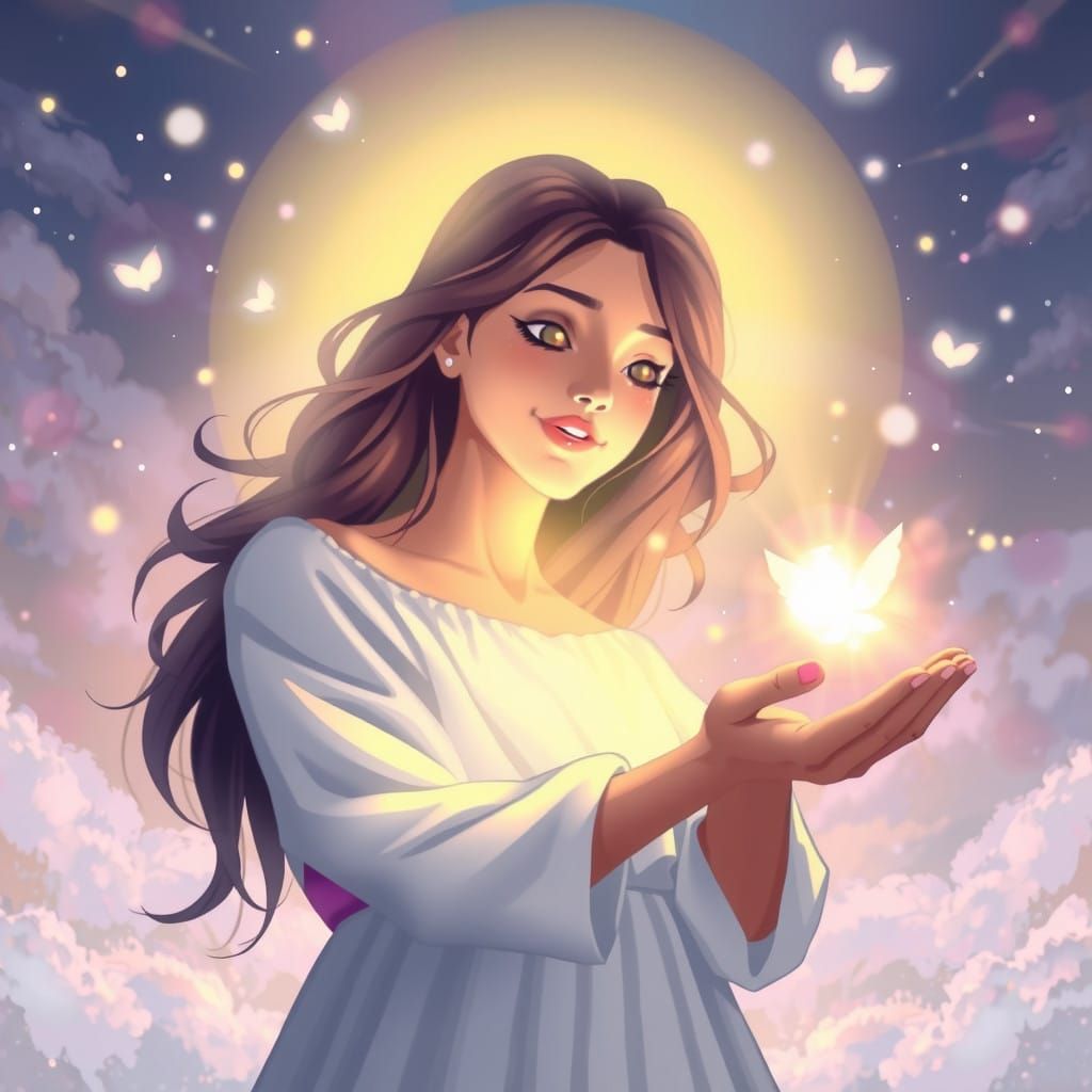 Emo Surrounded by Soft Hues and a Crystal Tear