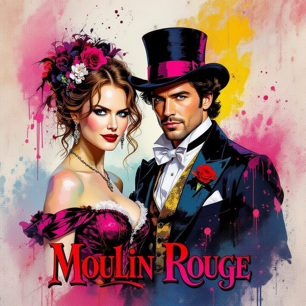 Moulin Rouge Poster in Graffiti Street Art Style