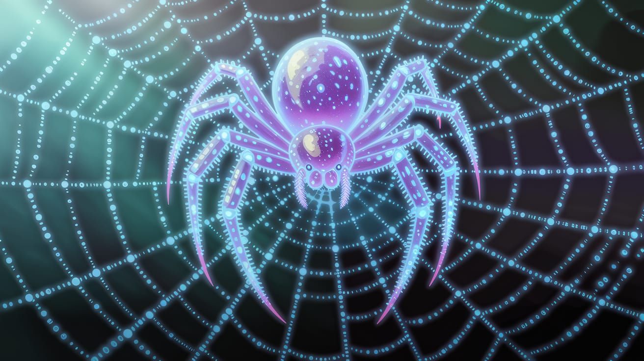 Ethereal Translucent Spider on Crystal Web in Soft Focus