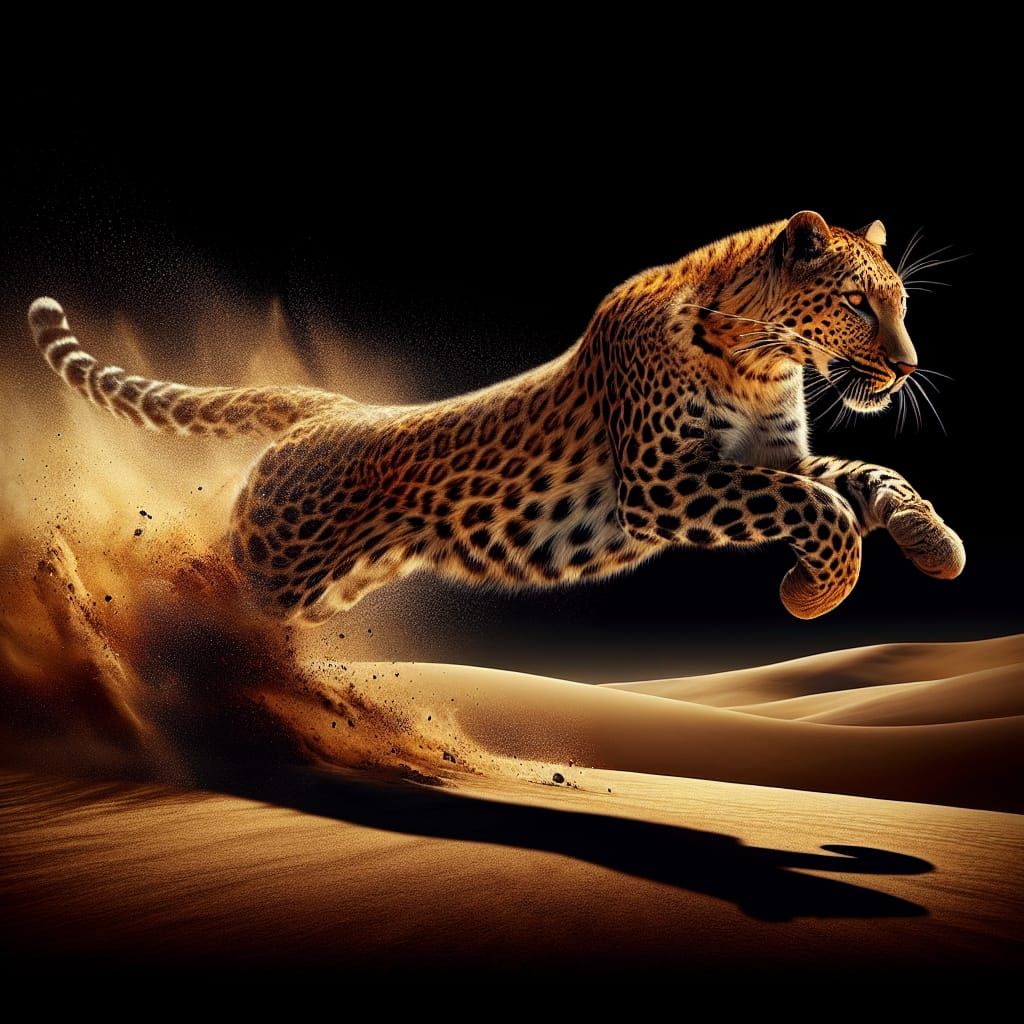 Leopard Leaping Across the African Savanna