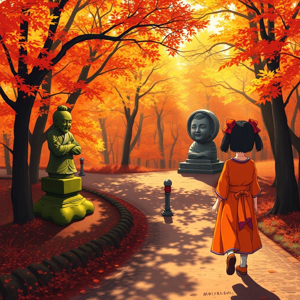 Autumn Girl in Japanese Countryside: Manga Scan