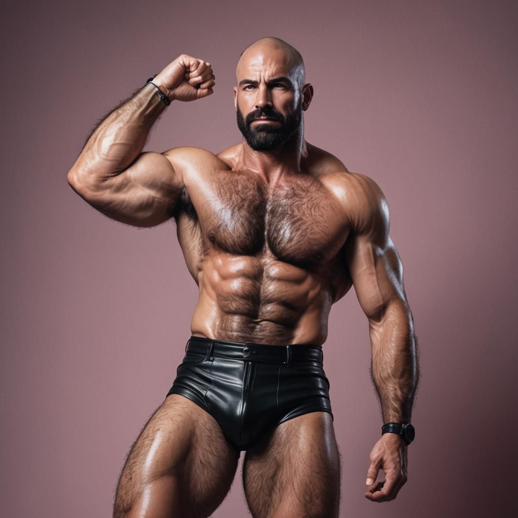 Synthwave Kiss: Muscular Men in Neon Retro Style