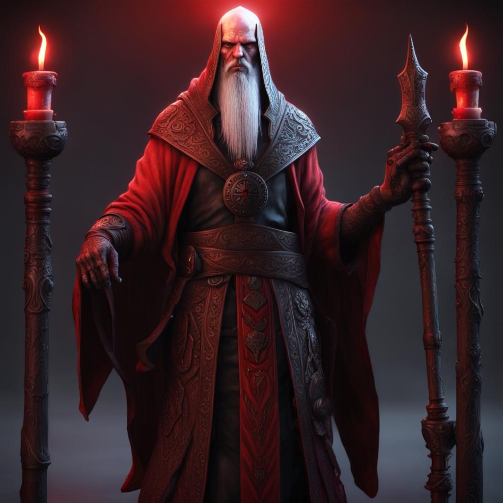 Detailed Cultist in Dark Temple