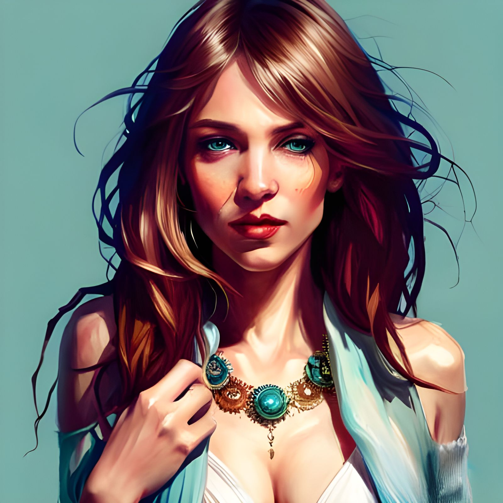 Woman in Cardigan: 3D Digital Art