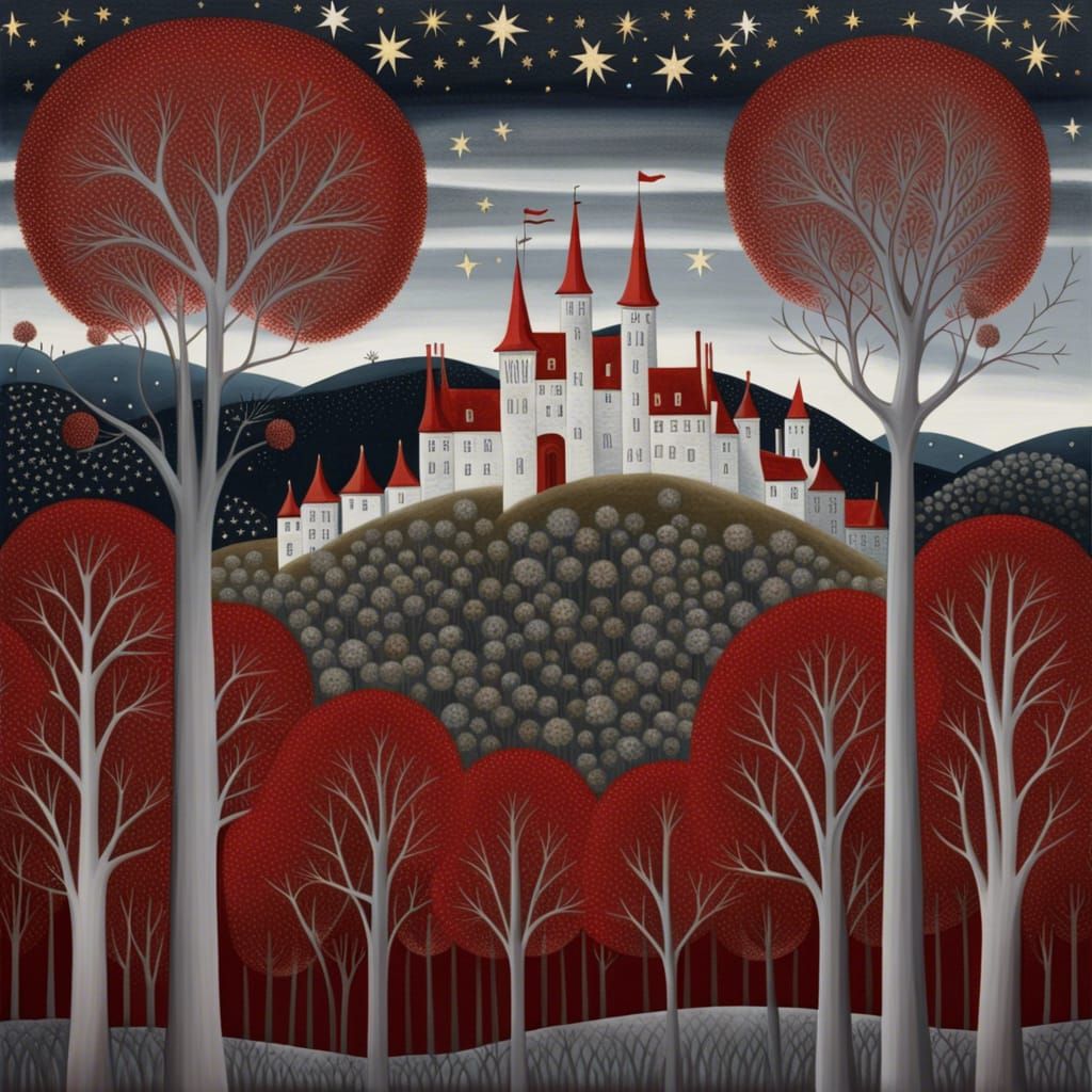 Luminous Cityscape at Night with Castle