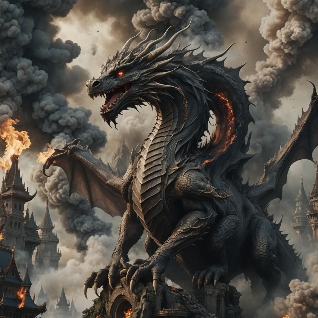 Smokey Dragon: Epic Digital Matte Painting