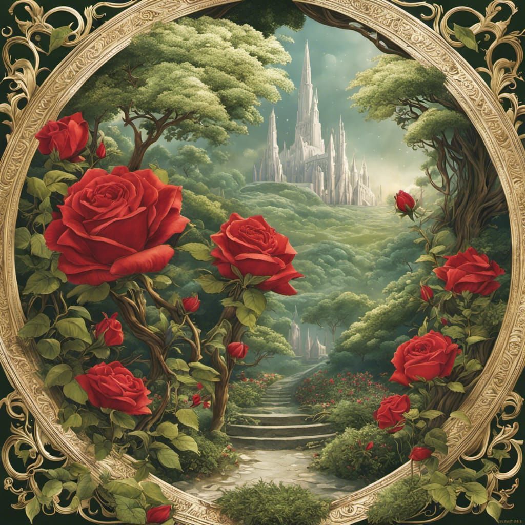 Lush Earth Map with Roses in Cel-Shaded 3D Render