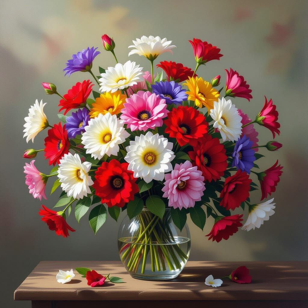 Spectacular Hyper-Realistic Flower Bouquet in Vivid Colors