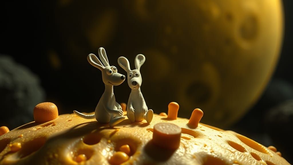 Wallace & Gromit on the Cheese Moon