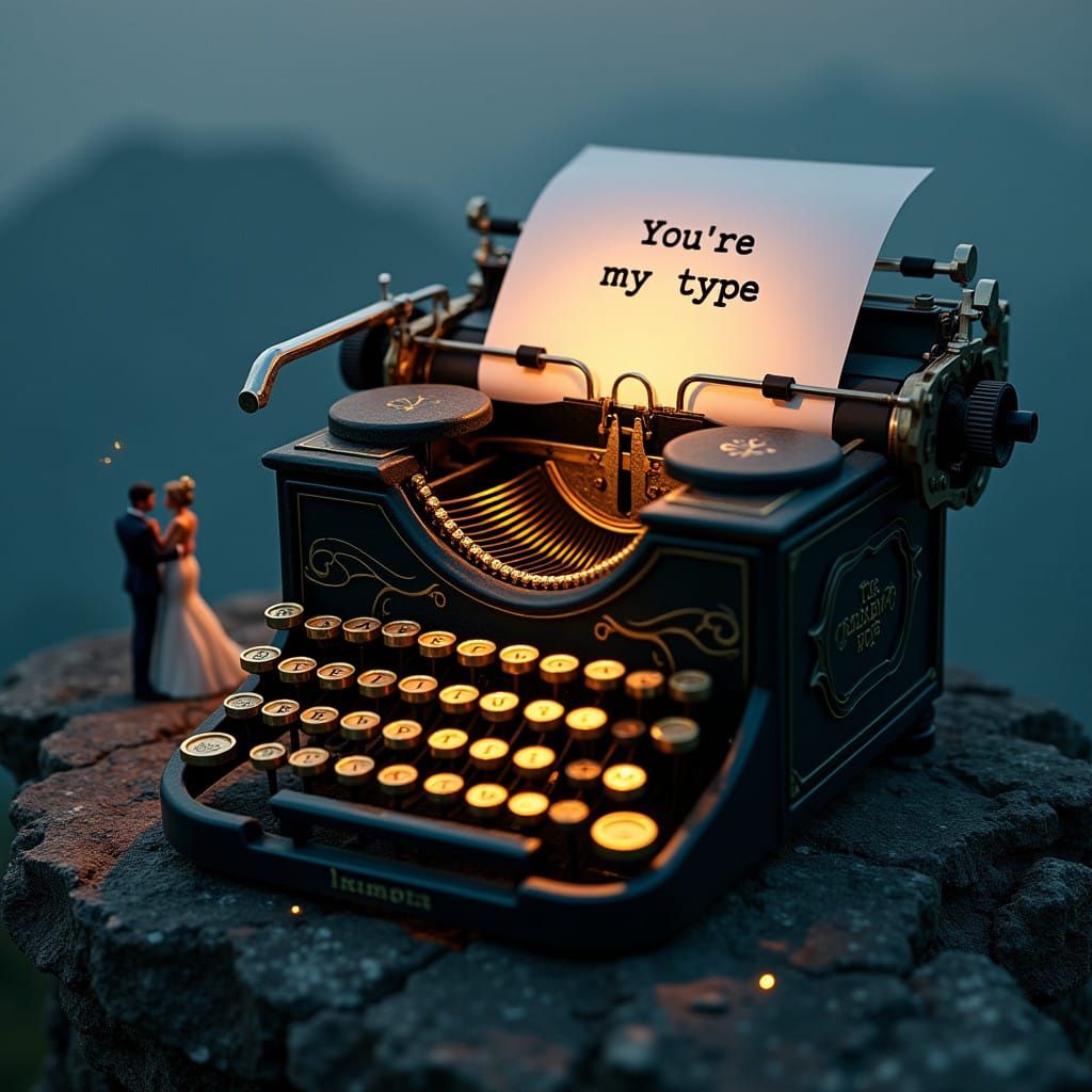 Enchanted Typewriter Serenade on a Celestial Mountain