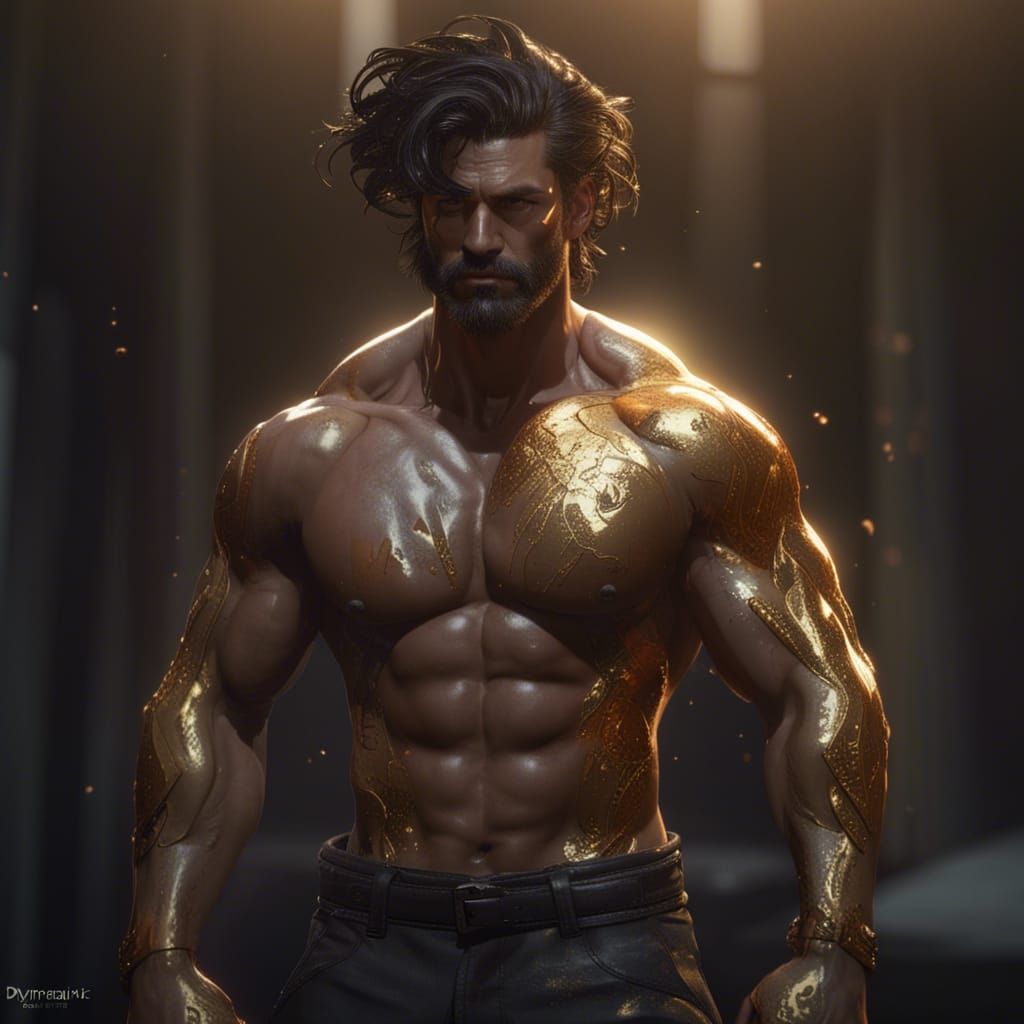 Muscular Man Concept Art in Dynamic Lighting