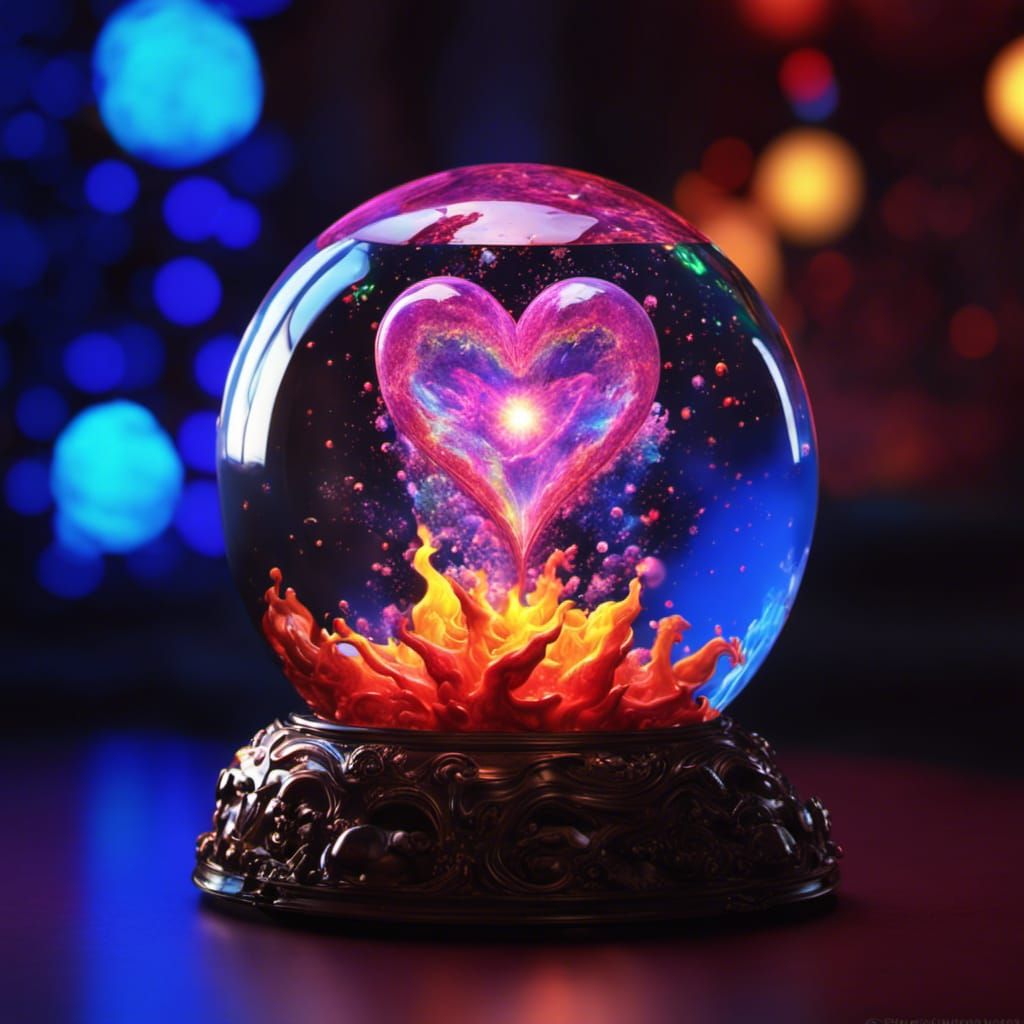 Luminescent Dragon Heart in Lava Lamp