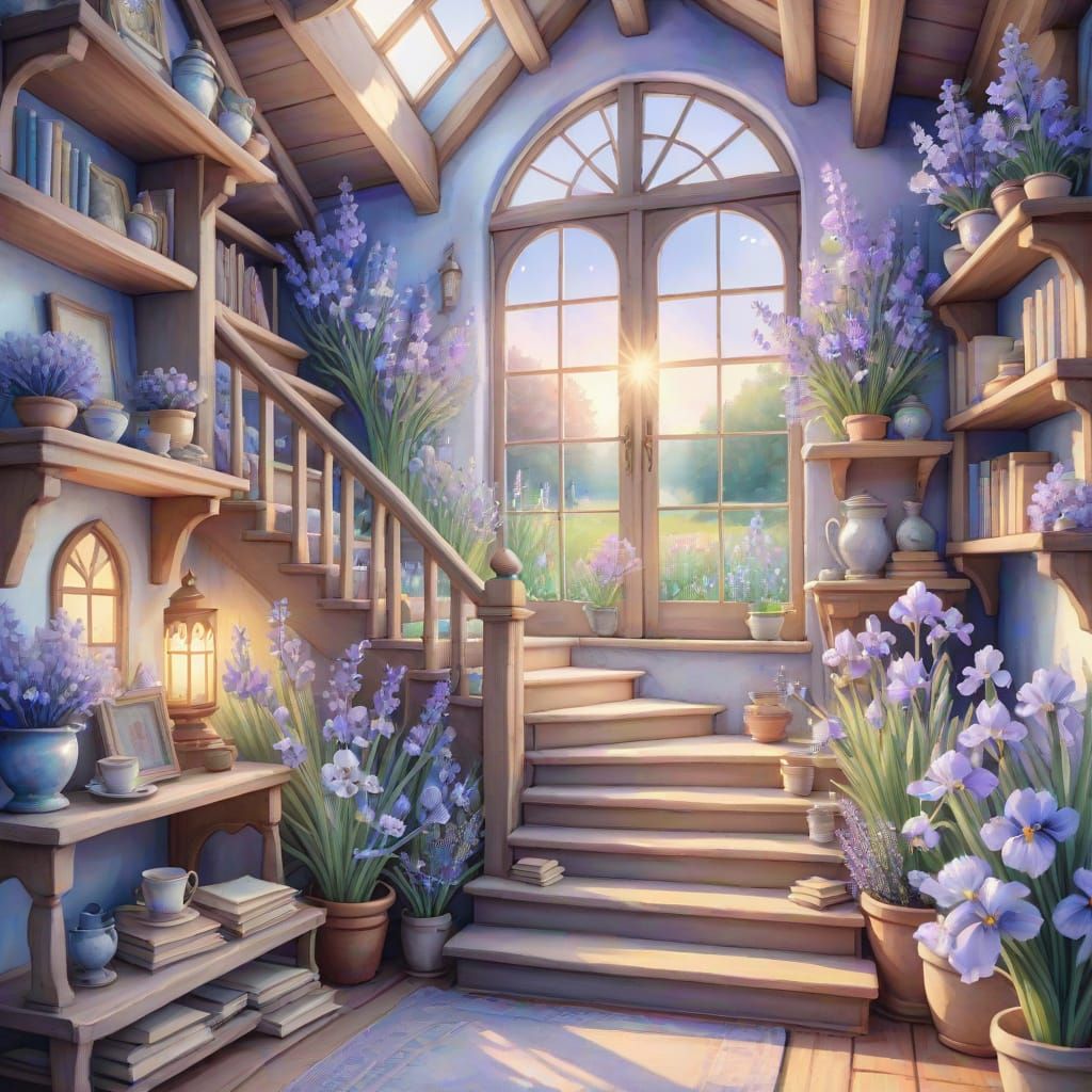 Whimsical Fantasy Cottage in Pastel Hues