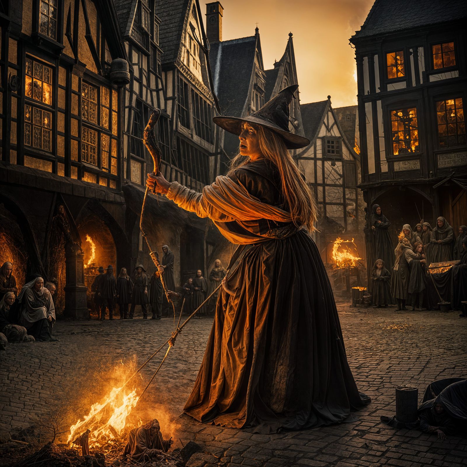 Witch Burning at the Stake in Bosch Style