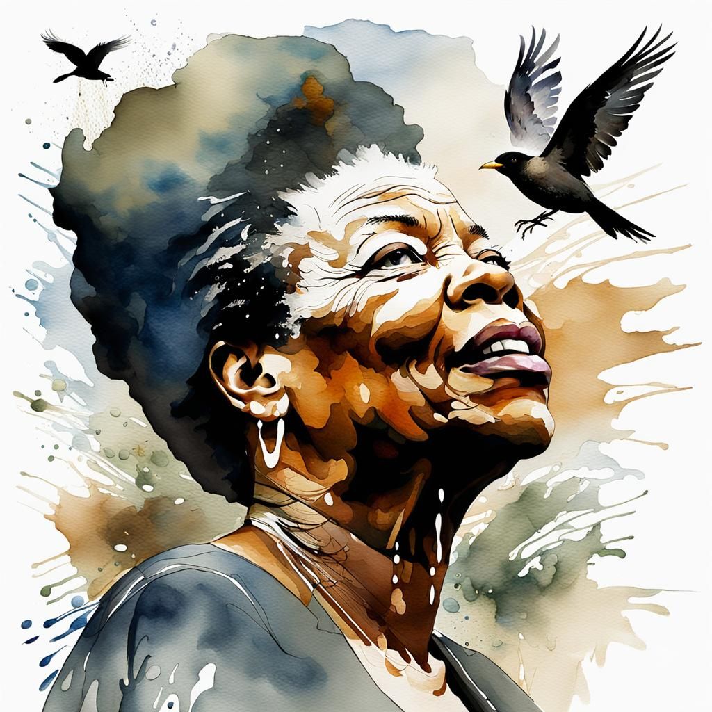 Majestic Watercolor Portrait of a Woman Poet