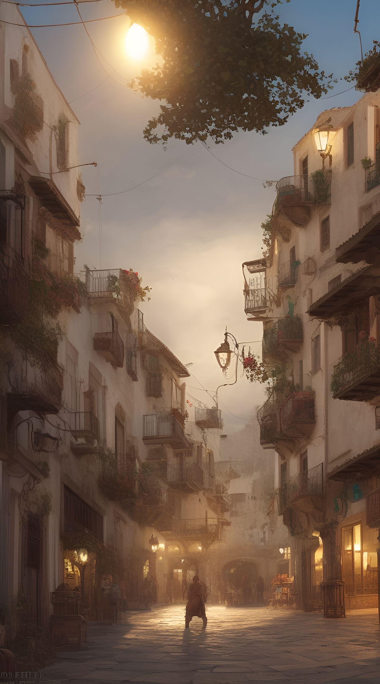 Tarifa Street Scene in Art Nouveau Style