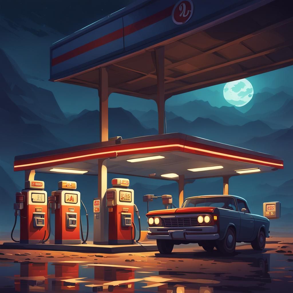 Sinister Cartoon Gas Station Concept Art