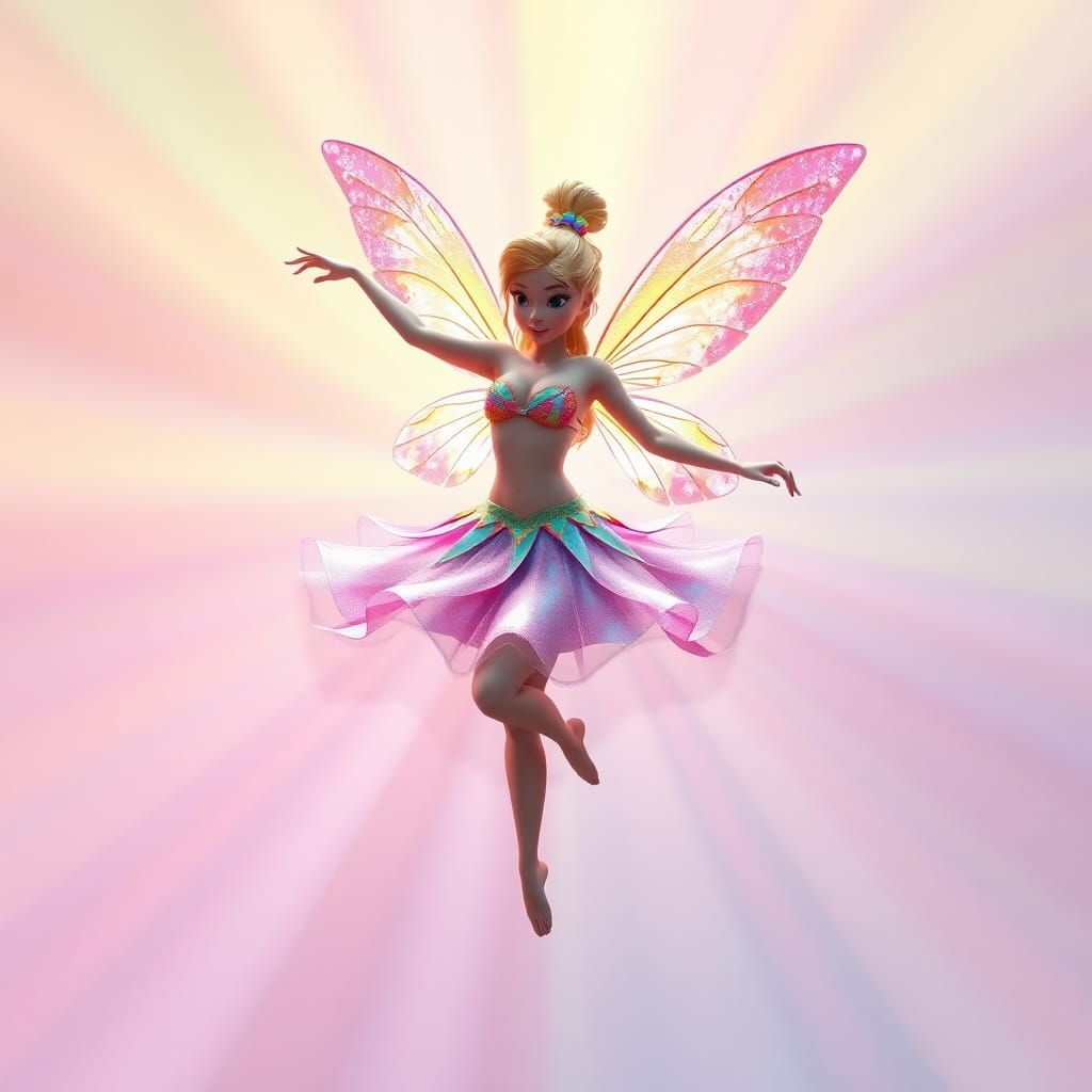 Fairy Ballet in Pastel Hues: 3D Digital Art