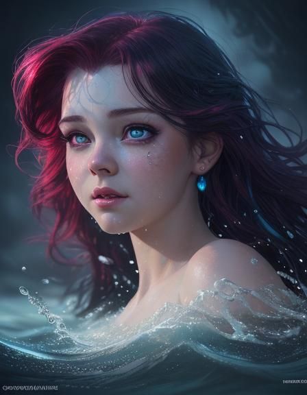 Hyperrealistic Little Mermaid with Shining Eyes