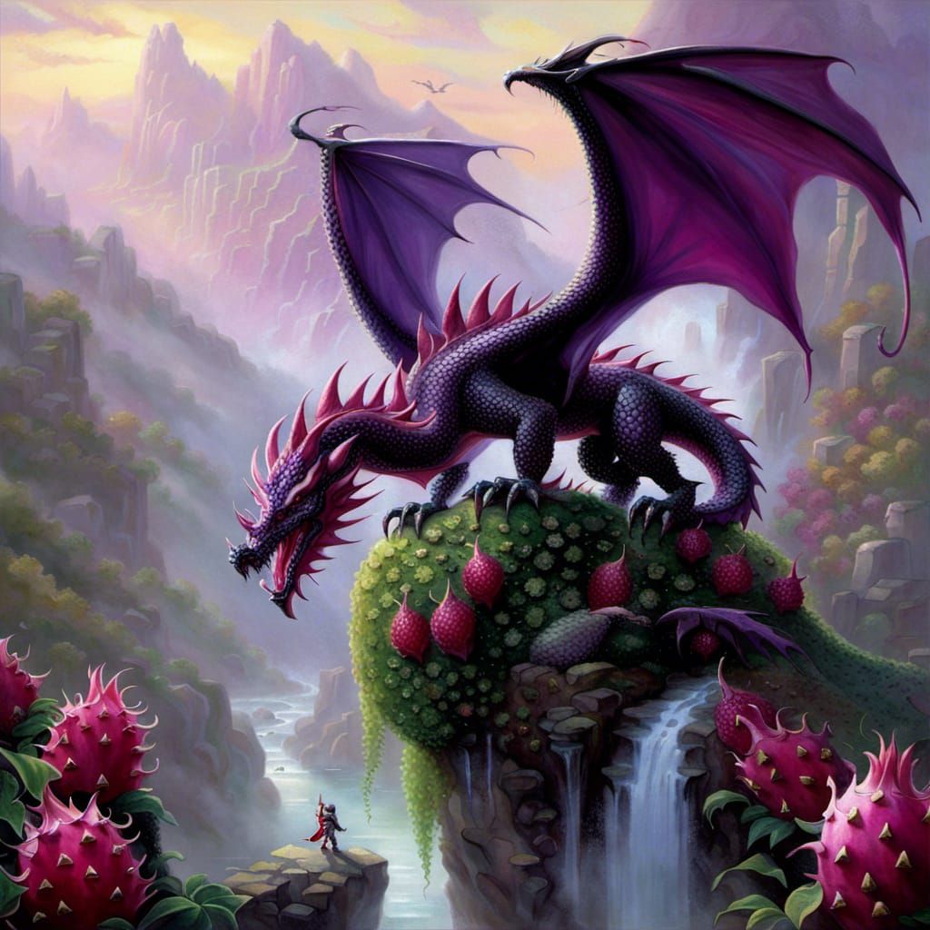 Ethereal Dragonfruit Knight with Black Dragon