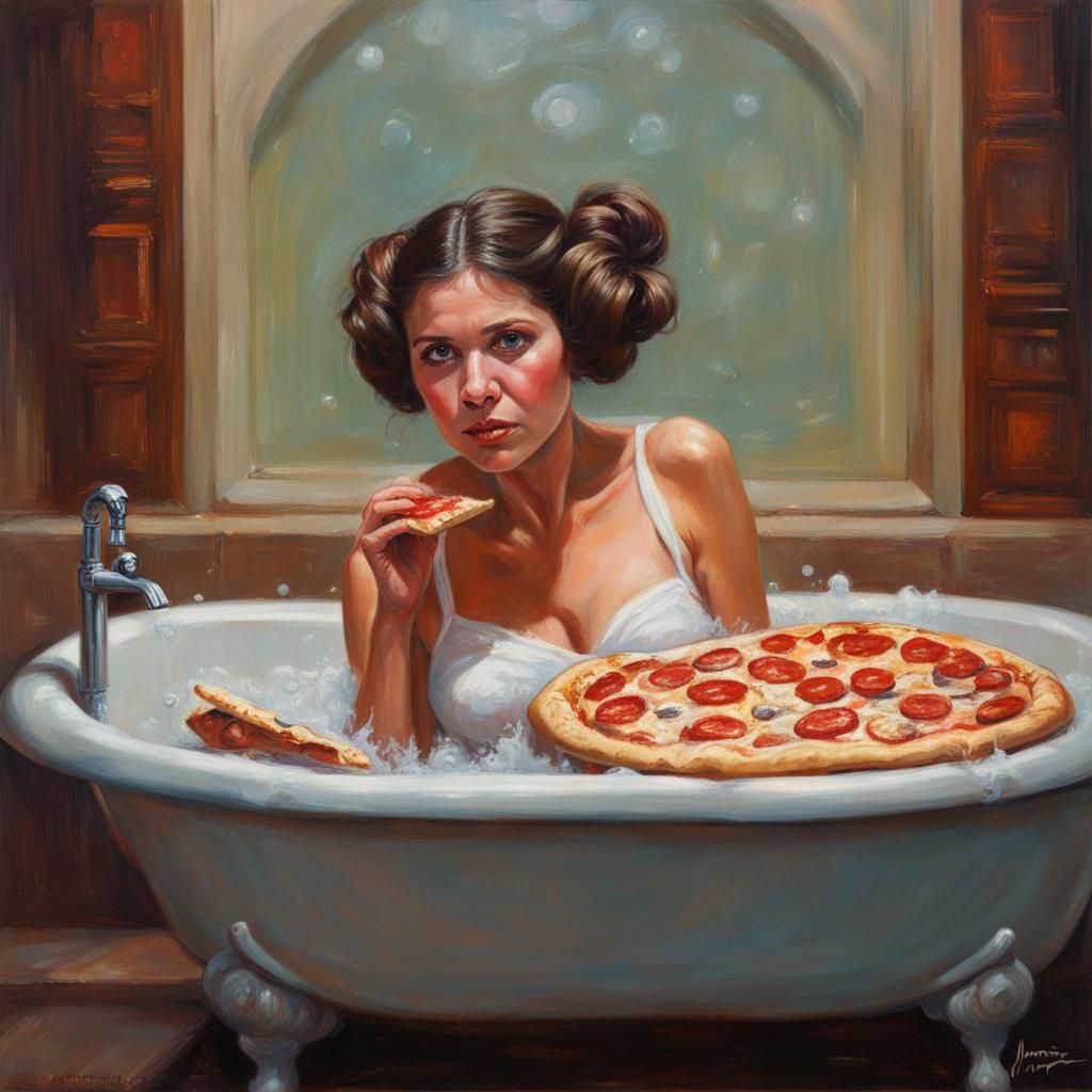 Princess Leia's Bath Time, Oil Painting