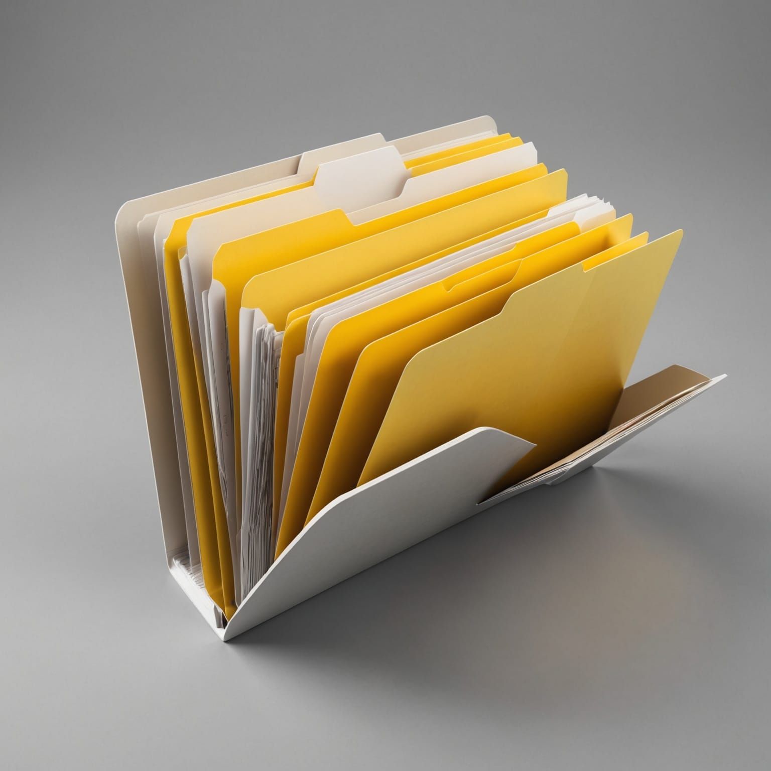 3D Render of Open Yellow File Folder