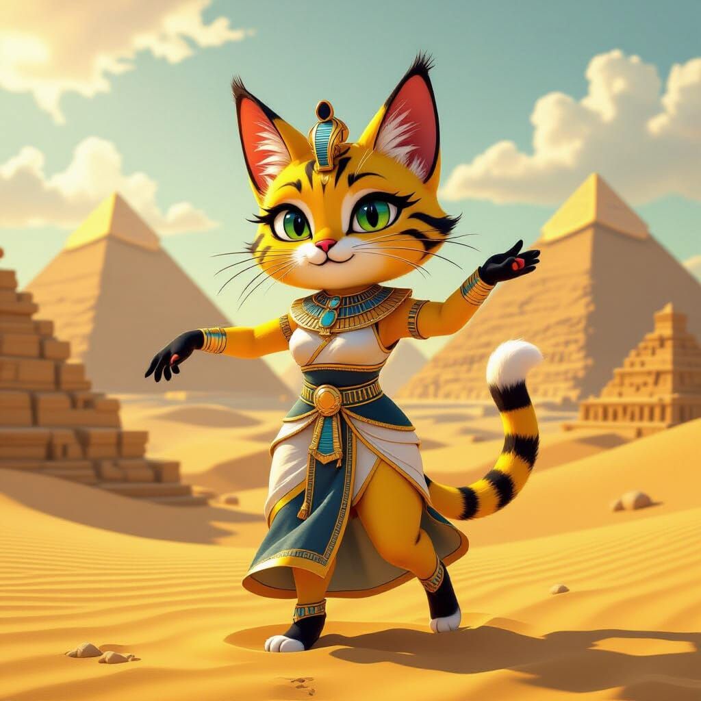 Ankha Dances in Egyptian Splendor with Golden Crown
