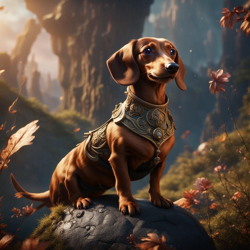 Dachshund in Armor: Fantasy Concept Art