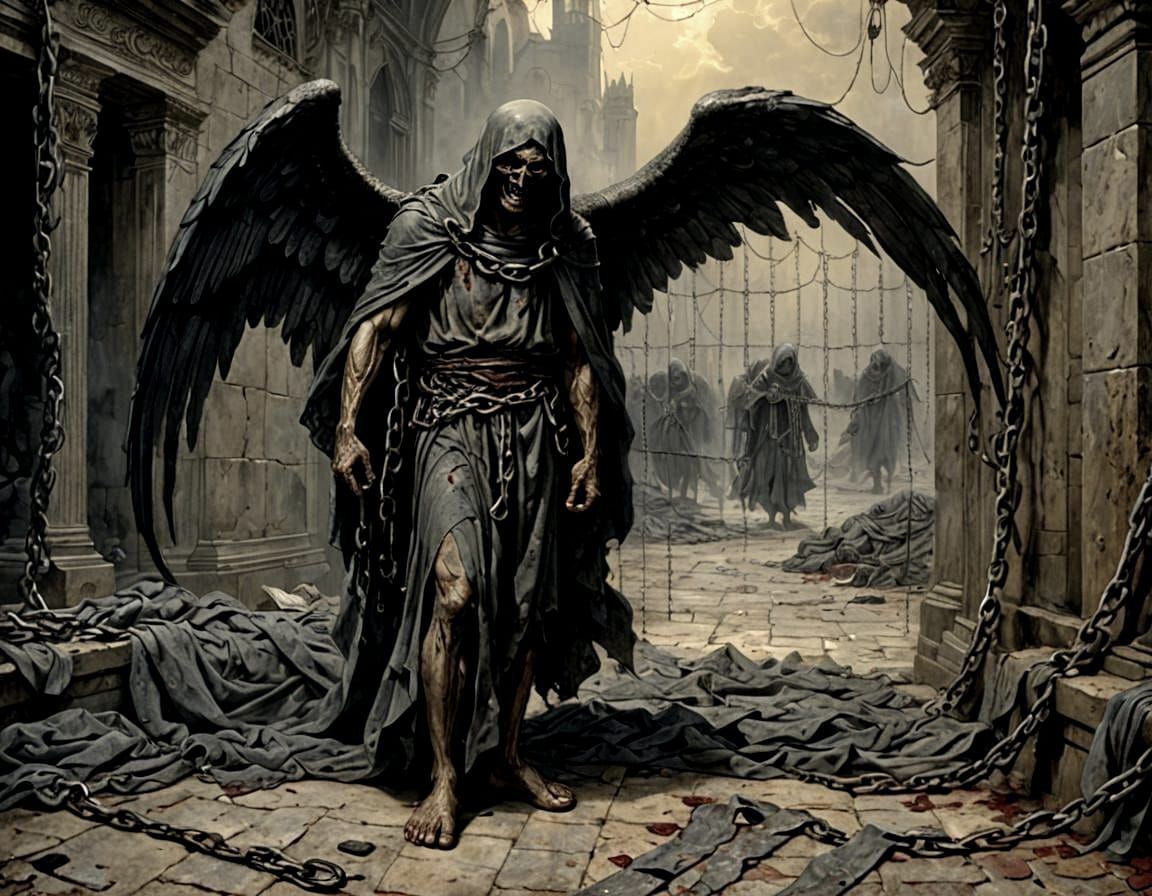 Dark Fallen Angel in Horror Style