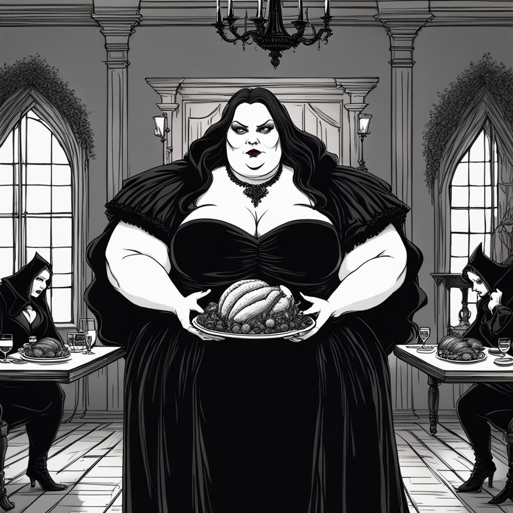 Gothic Thanksgiving with Enchantress in Matte Painting Style